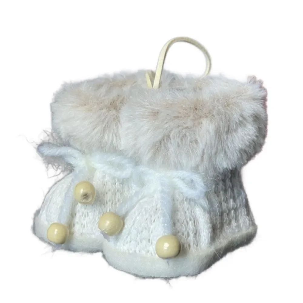 Christmas Tree Ornament: Soft White Baby Boot Ornament (New)